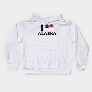 I Love Alaska State United States Heart Flag Kids Hoodie